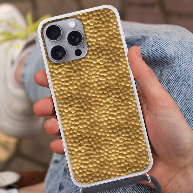 Metaal - Dynamisch - Goud Hoesje iPhone 16 Pro Max met koord klein 804 -sfeer3