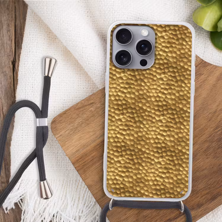 Metaal - Dynamisch - Goud Hoesje iPhone 16 Pro Max met koord klein 804 -sfeer4