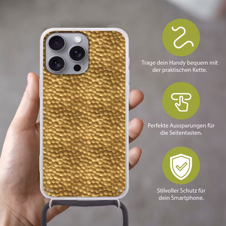Metaal - Dynamisch - Goud Hoesje iPhone 16 Pro Max met koord klein 804 -sfeer2_DE