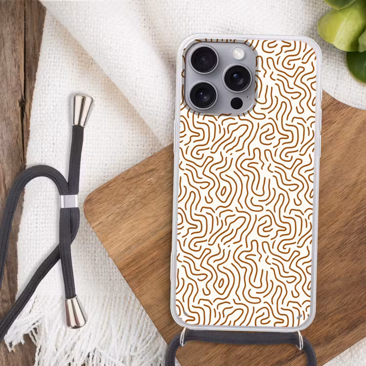 Minimalistisch - Patroon - Terracotta Hoesje iPhone 16 Pro Max met koord klein 804 -sfeer4