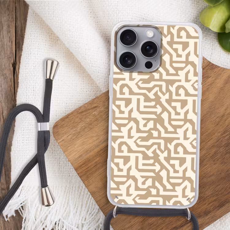 Modern - Abstract - Beige Hoesje iPhone 16 Pro Max met koord klein 804 -sfeer4