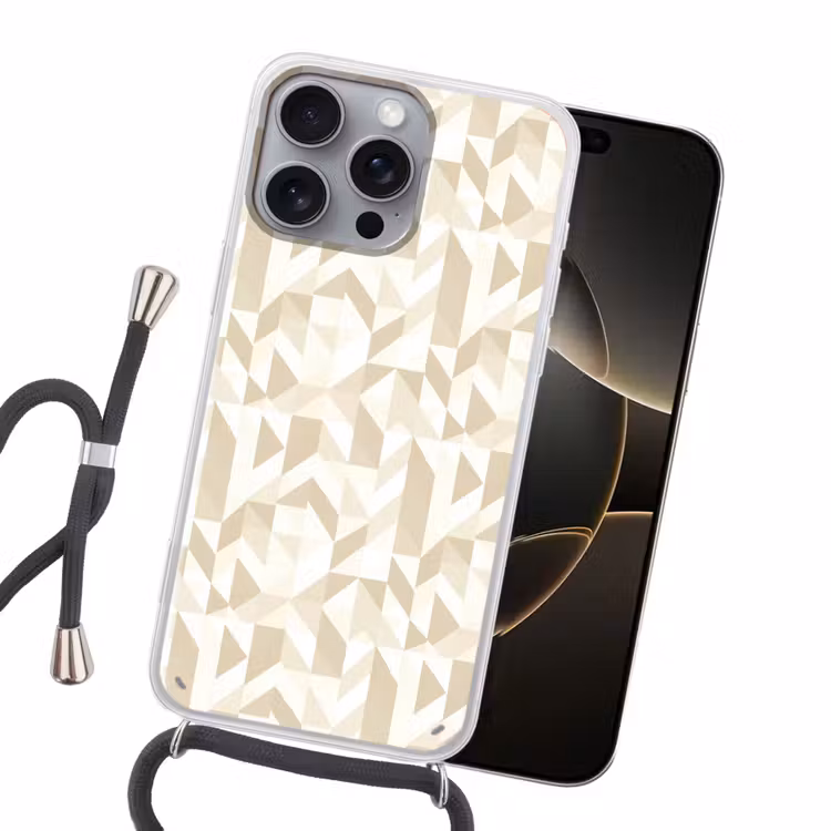 Modern - Abstract - Beige Hoesje iPhone 16 Pro Max met koord klein 804 -sfeer1
