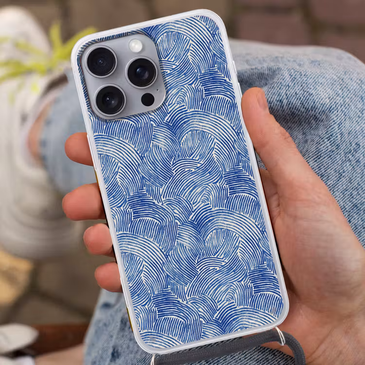 Modern - Abstract - Blauw Hoesje iPhone 16 Pro Max met koord klein 804 -sfeer3