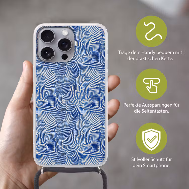 Modern - Abstract - Blauw Hoesje iPhone 16 Pro Max met koord klein 804 -sfeer2_DE