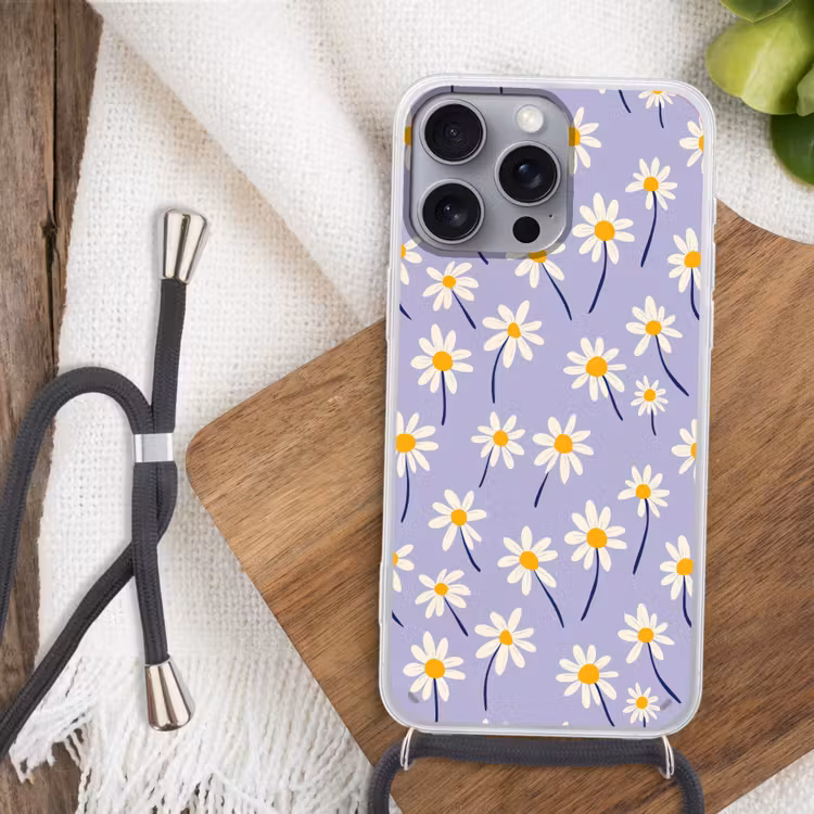 Modern - Madelief - Paars Hoesje iPhone 16 Pro Max met koord klein 804 -sfeer4
