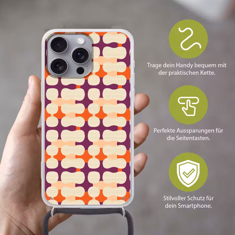 Modern - Patroon - Kleurrijk Hoesje iPhone 16 Pro Max met koord klein 804 -sfeer2_DE