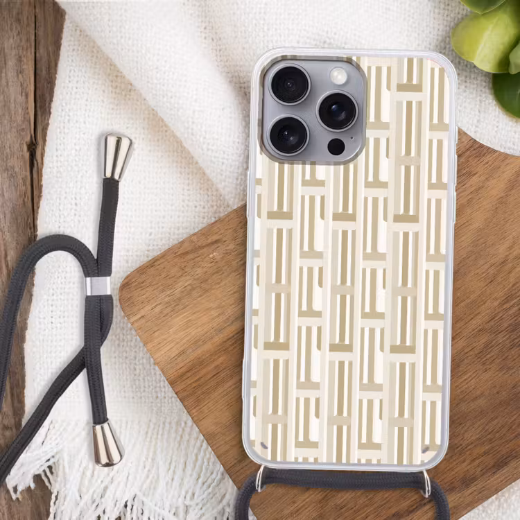 Modern - Geometrisch - Beige Hoesje iPhone 16 Pro Max met koord klein 804 -sfeer4