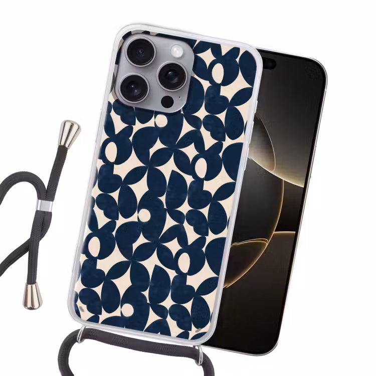 Modern - Geometrisch - Blauw Hoesje iPhone 16 Pro Max met koord klein 804 -sfeer1