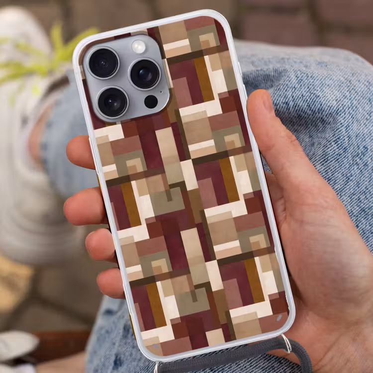 Modern - Geometrie - Kleurrijk Hoesje iPhone 16 Pro Max met koord klein 804 -sfeer3
