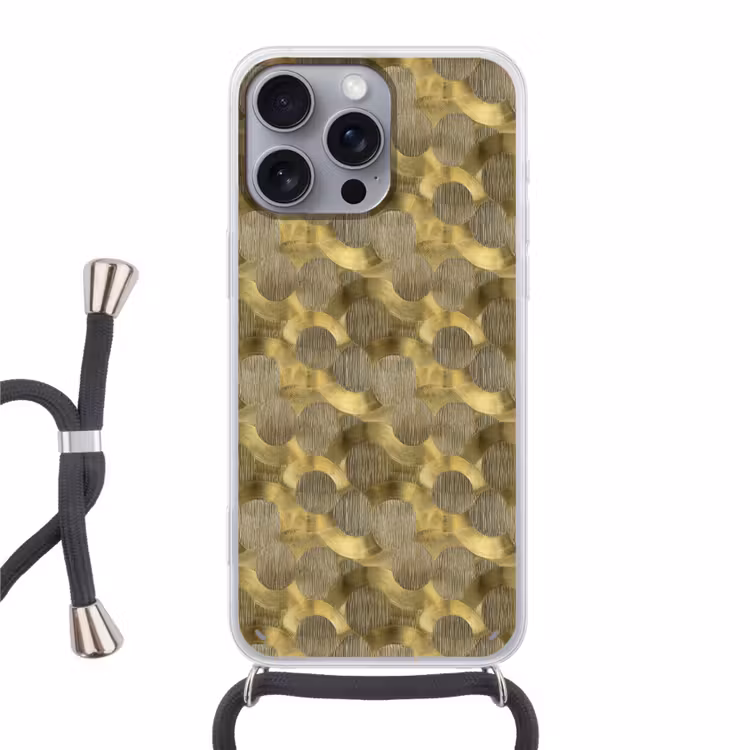 Modern - Geometrisch - Goud Hoesje iPhone 16 Pro Max met koord klein 804 -3d