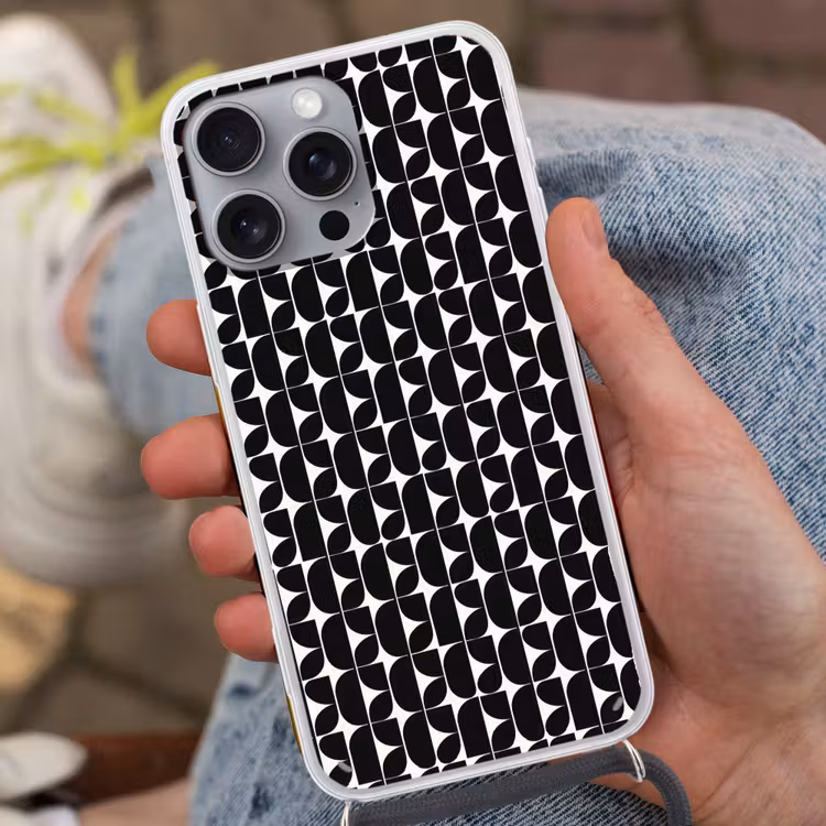 Modern - Geometrisch - Zwart Hoesje iPhone 16 Pro Max met koord klein 804 -sfeer3