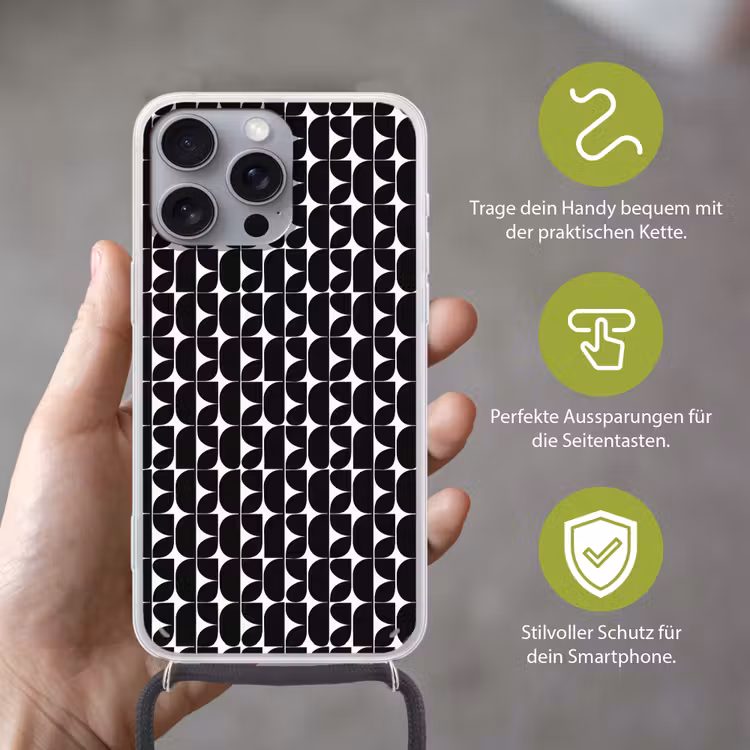 Modern - Geometrisch - Zwart Hoesje iPhone 16 Pro Max met koord klein 804 -sfeer2_DE