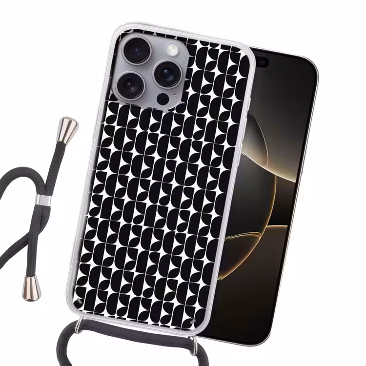 Modern - Geometrisch - Zwart Hoesje iPhone 16 Pro Max met koord klein 804 -sfeer1