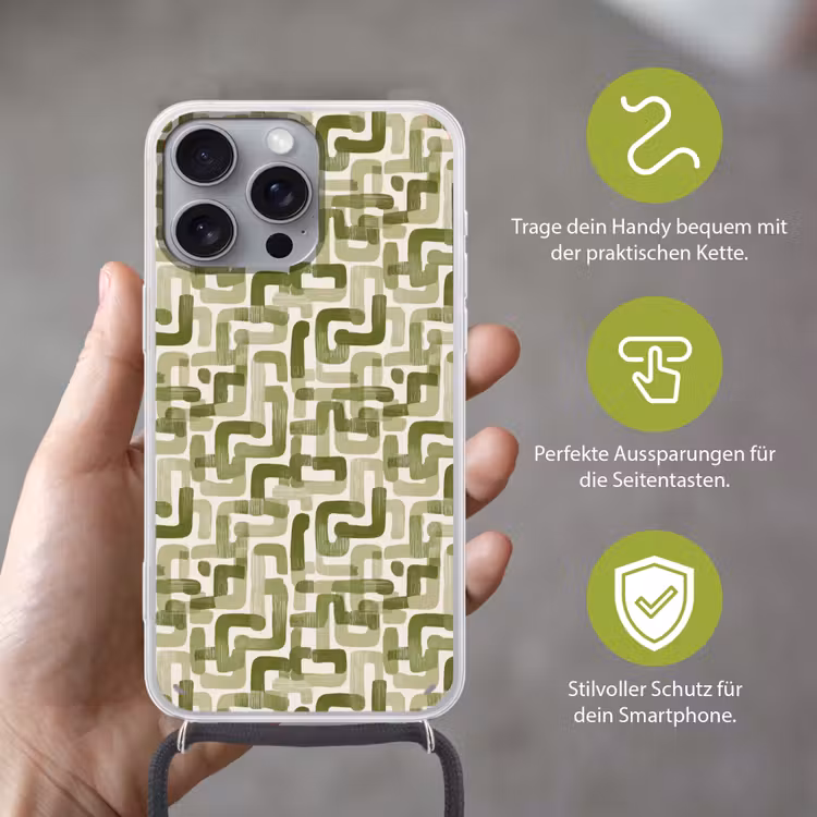 Modern - Grafisch - Groen Hoesje iPhone 16 Pro Max met koord klein 804 -sfeer2_DE