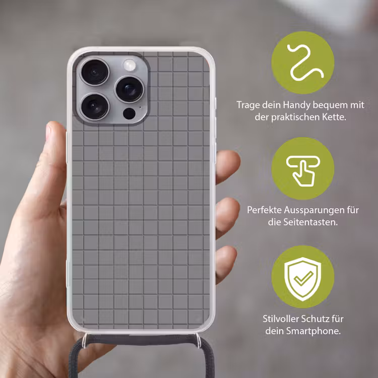 Modern - Patroon - Grijs Hoesje iPhone 16 Pro Max met koord klein 804 -sfeer2_DE