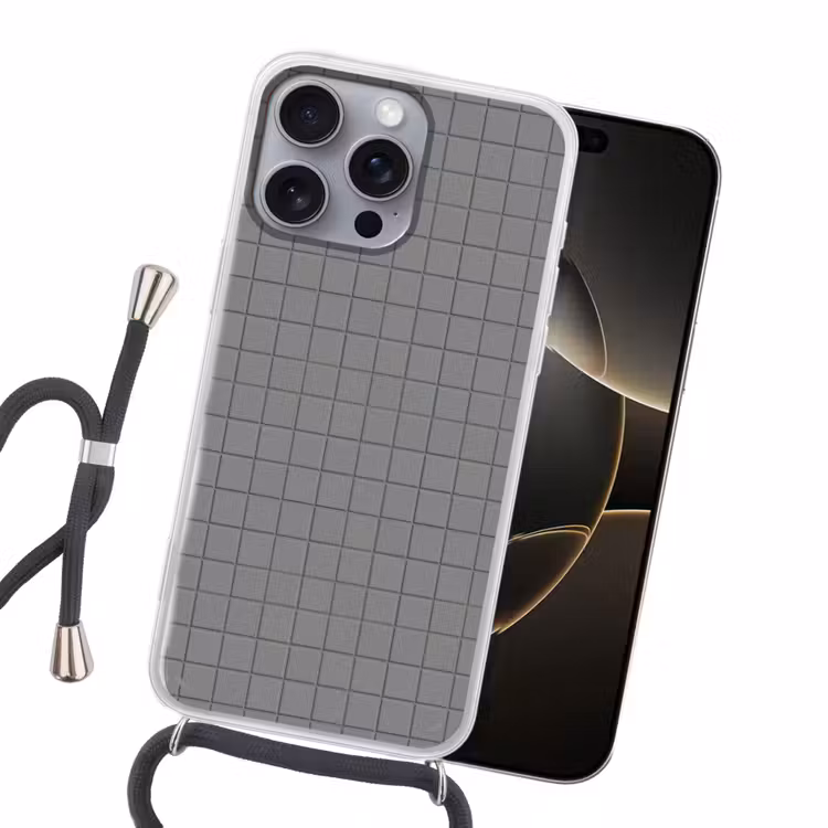 Modern - Patroon - Grijs Hoesje iPhone 16 Pro Max met koord klein 804 -sfeer1