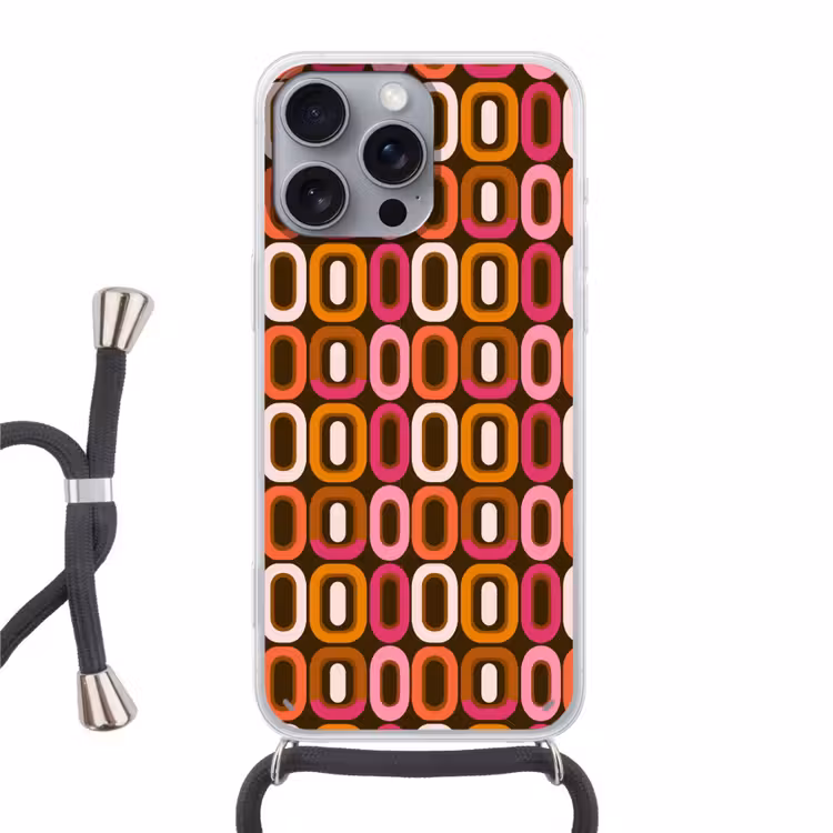 Modern - Retro - Kleurrijk Hoesje iPhone 16 Pro Max met koord klein 804 -3d