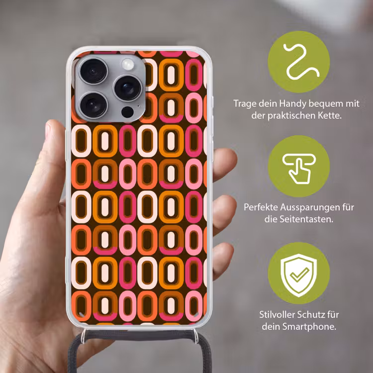 Modern - Retro - Kleurrijk Hoesje iPhone 16 Pro Max met koord klein 804 -sfeer2_DE