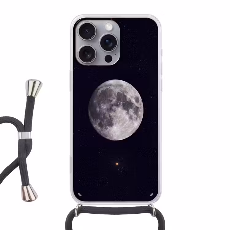 Handyhülle mit Band - Mond – Sterne – Weltraum - Maan - Sterren - Ruimte Hoesje iPhone 16 Pro Max met koord klein