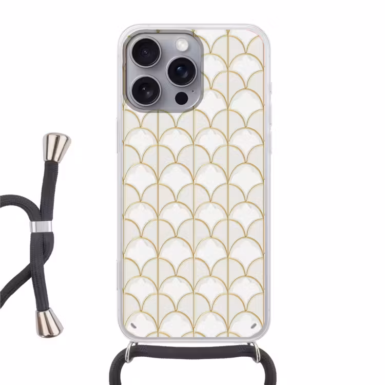Mozaïek - Bogen - Goud Hoesje iPhone 16 Pro Max met koord klein 804 -3d