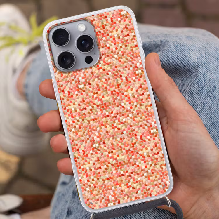 Mozaïek - Tegel - Patroon - Kleurrijk Hoesje iPhone 16 Pro Max met koord klein 804 -sfeer3