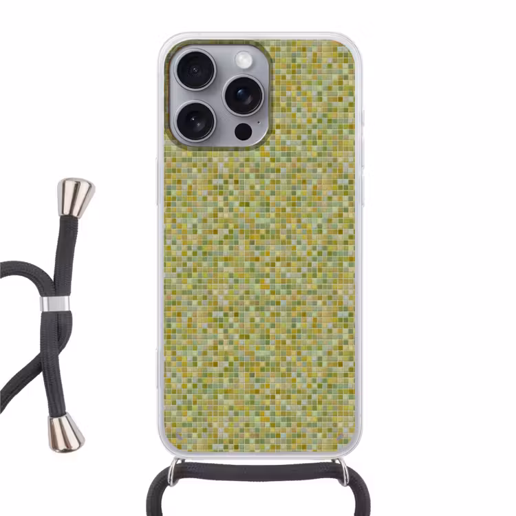Mozaïek - Patroon - Groen Hoesje iPhone 16 Pro Max met koord klein 804 -3d