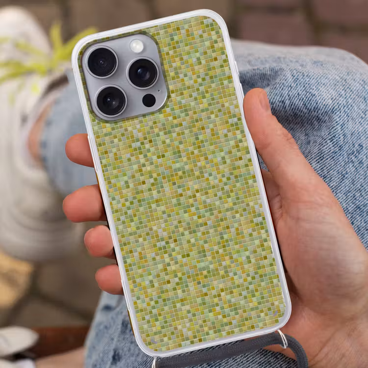 Mozaïek - Patroon - Groen Hoesje iPhone 16 Pro Max met koord klein 804 -sfeer3
