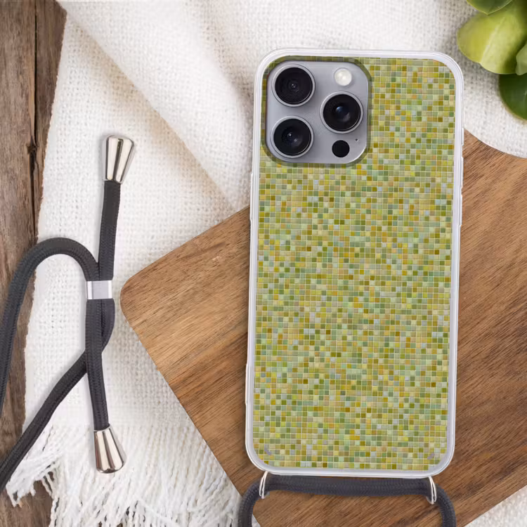 Mozaïek - Patroon - Groen Hoesje iPhone 16 Pro Max met koord klein 804 -sfeer4