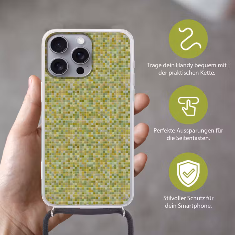 Mozaïek - Patroon - Groen Hoesje iPhone 16 Pro Max met koord klein 804 -sfeer2_DE