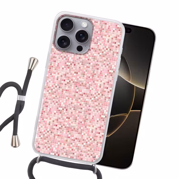 Mozaïek - Patroon - Roze Hoesje iPhone 16 Pro Max met koord klein 804 -sfeer1