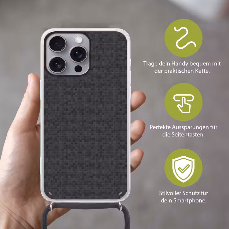 Mozaïek - Patroon - Zwart Hoesje iPhone 16 Pro Max met koord klein 804 -sfeer2_DE