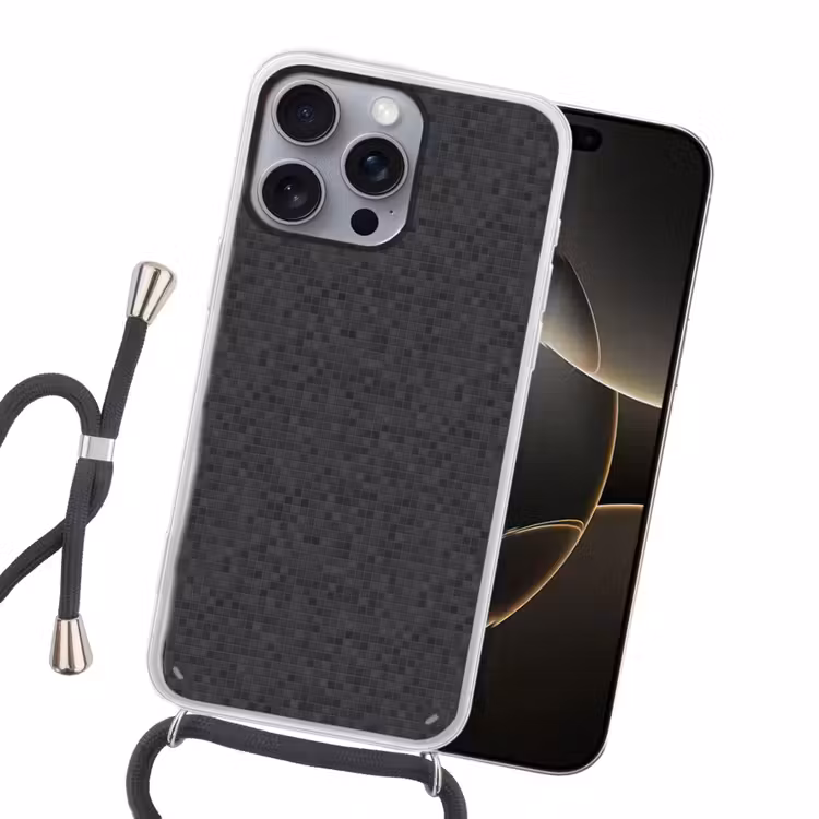 Mozaïek - Patroon - Zwart Hoesje iPhone 16 Pro Max met koord klein 804 -sfeer1