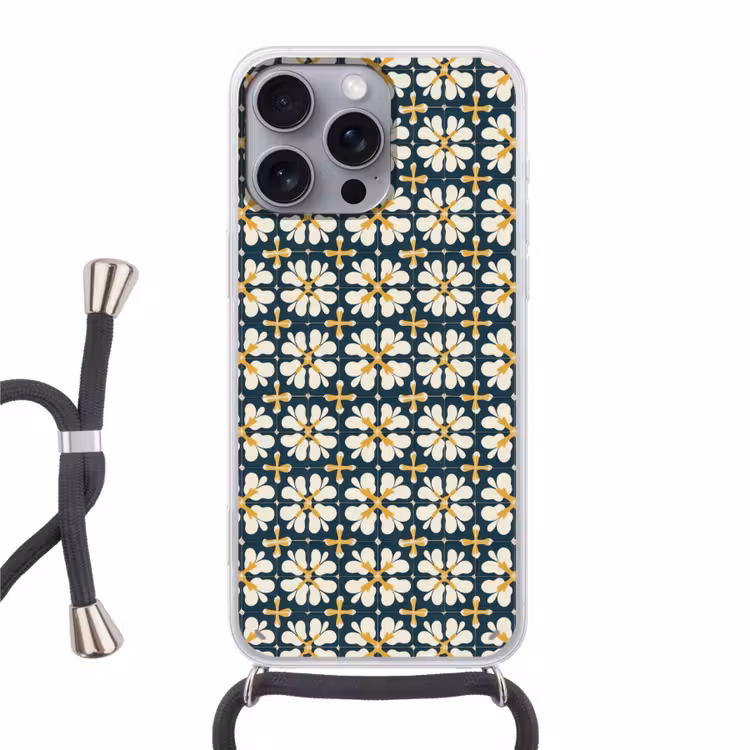 Motief - Tegel - Okergeel Hoesje iPhone 16 Pro Max met koord klein 804 -3d