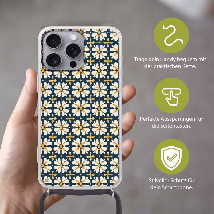 Motief - Tegel - Okergeel Hoesje iPhone 16 Pro Max met koord klein 804 -sfeer2_DE
