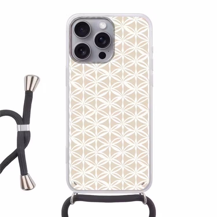Motief - Modern - Beige Hoesje iPhone 16 Pro Max met koord klein 804 -3d