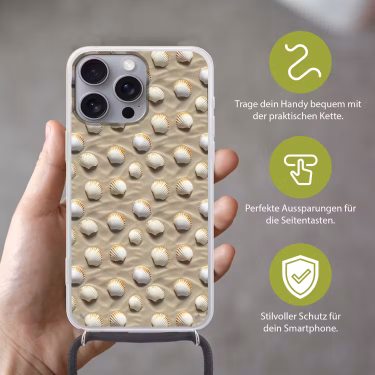 Schelpen - Zand - Maritiem Hoesje iPhone 16 Pro Max met koord klein 804 -sfeer2_DE