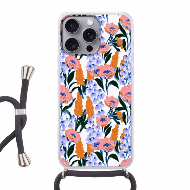 Patroon - Aquarel - Kleurrijk Hoesje iPhone 16 Pro Max met koord klein 804 -3d