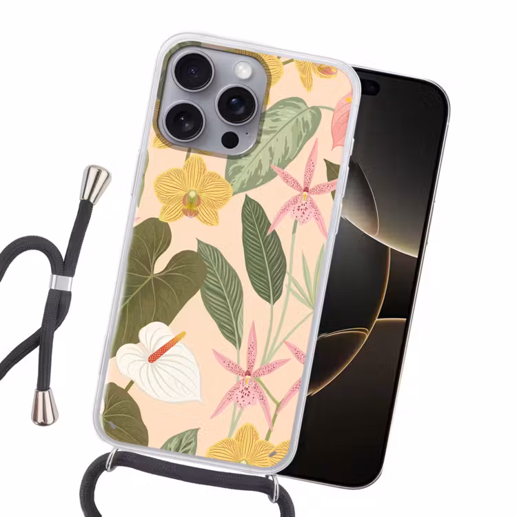 Patroon - Bloemen - Kleurrijk Hoesje iPhone 16 Pro Max met koord klein -sfeer1