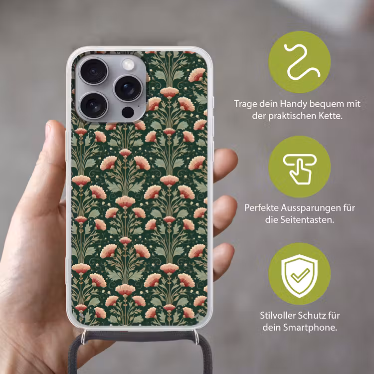 Patroon - Botanisch - Kleurrijk Hoesje iPhone 16 Pro Max met koord klein 804 -sfeer2_DE