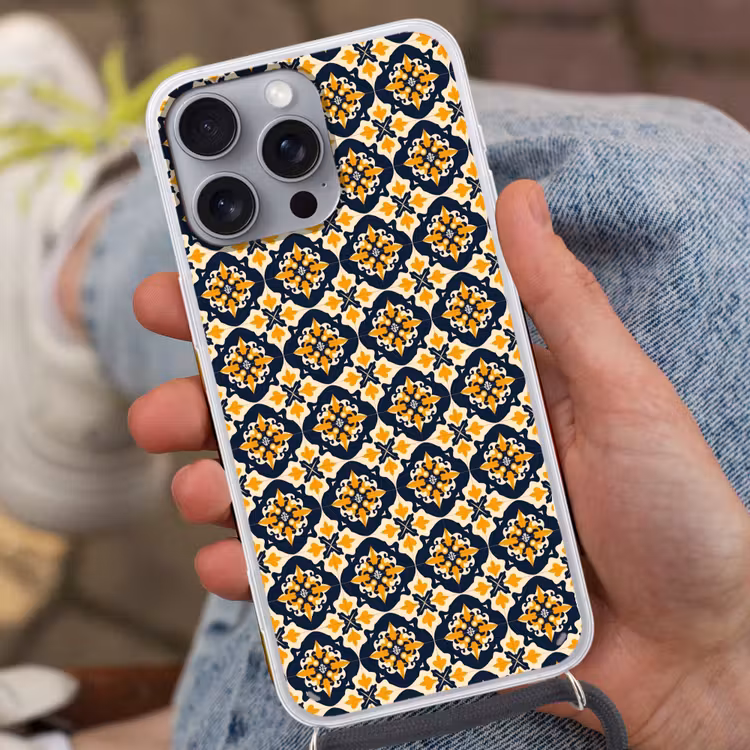 Patroon - Siertegel - Kleurrijk Hoesje iPhone 16 Pro Max met koord klein 804 -sfeer3