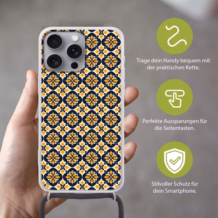 Patroon - Siertegel - Kleurrijk Hoesje iPhone 16 Pro Max met koord klein 804 -sfeer2_DE