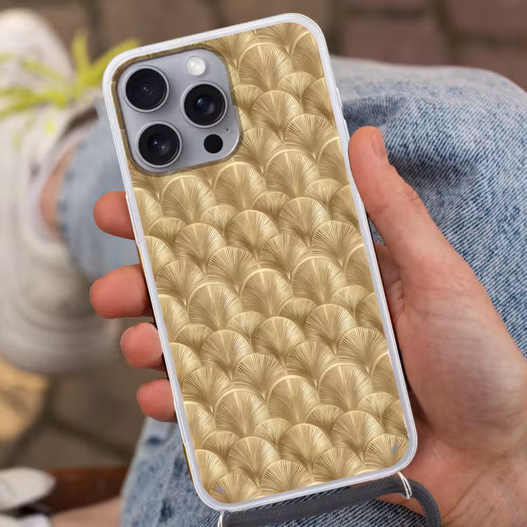 Patroon - Waaier - Goud Hoesje iPhone 16 Pro Max met koord klein 804 -sfeer3