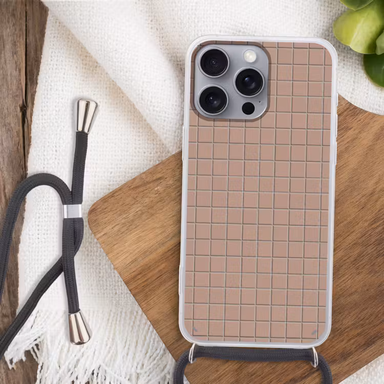 Patroon - Tegel - Oudroze Hoesje iPhone 16 Pro Max met koord klein 804 -sfeer4