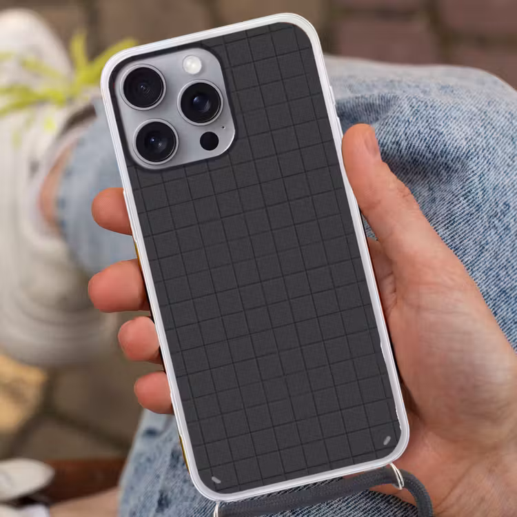 Patroon - Tegel - Antraciet Hoesje iPhone 16 Pro Max met koord klein 804 -sfeer3