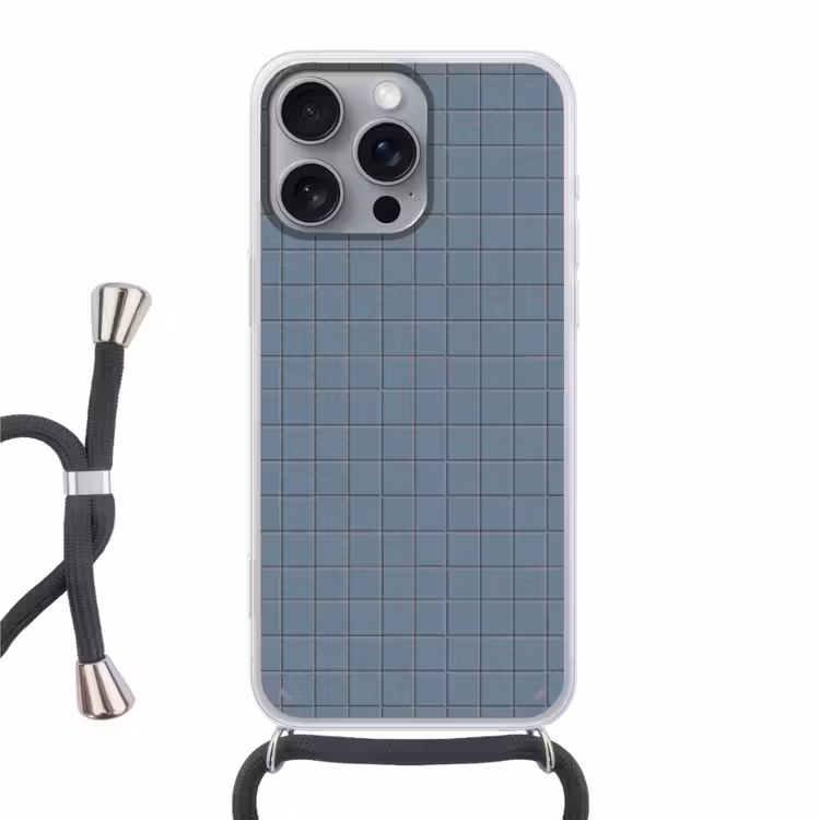 Patroon - Tegel - Blauwgrijs Hoesje iPhone 16 Pro Max met koord klein 804 -3d