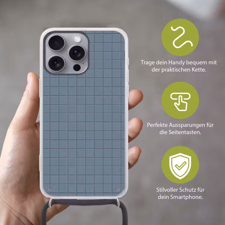 Patroon - Tegel - Blauwgrijs Hoesje iPhone 16 Pro Max met koord klein 804 -sfeer2_DE