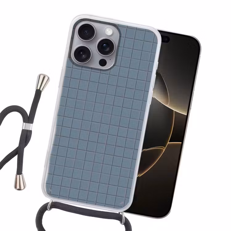 Patroon - Tegel - Blauwgrijs Hoesje iPhone 16 Pro Max met koord klein 804 -sfeer1
