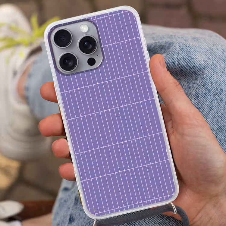 Patroon - Tegel - Lila Hoesje iPhone 16 Pro Max met koord klein 804 -sfeer3