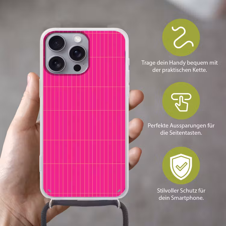 Patroon - Tegel - Magenta - Roze Hoesje iPhone 16 Pro Max met koord klein 804 -sfeer2_DE