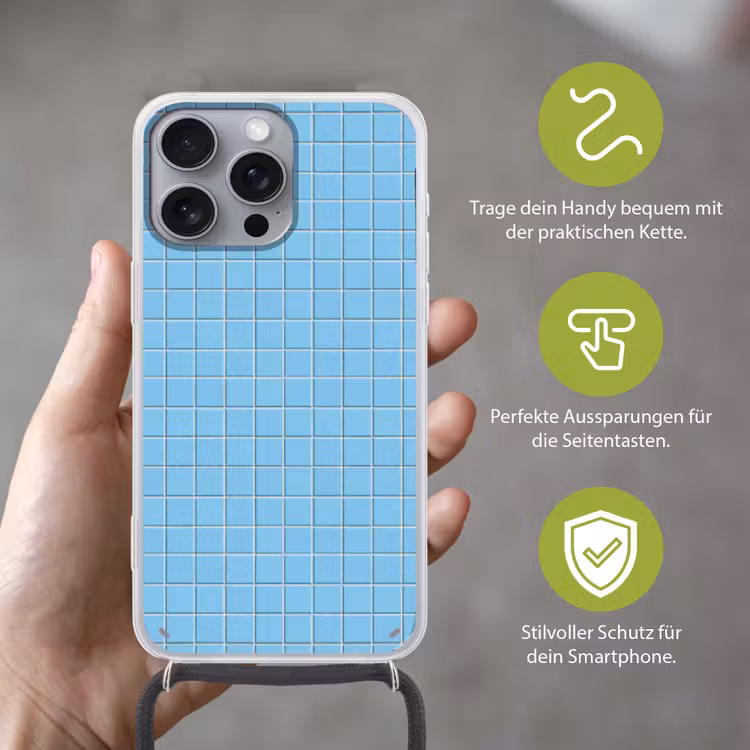 Patroon - Tegel - Pastel - Blauw Hoesje iPhone 16 Pro Max met koord klein 804 -sfeer2_DE